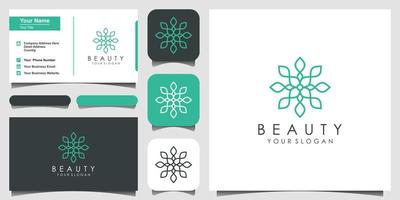 Minimalist elegant flower rose logo design for beauty, Cosmetics, yoga and spa. logo design and business card