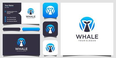 Letter W with whale Logo design inspiration. Vector graphic design template element. and business card.