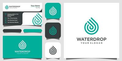 water line logo design. Droplet with line art style for mobile concept and web design. business card design vector