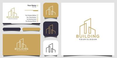 building logo design with line concept. city building abstract For Logo Design Inspiration. business card design vector