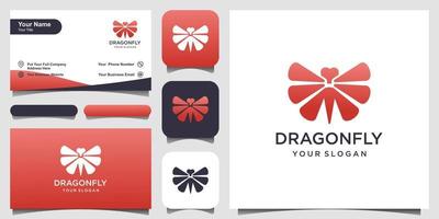 Dragonfly Logo design template and business card design Vector Illustration