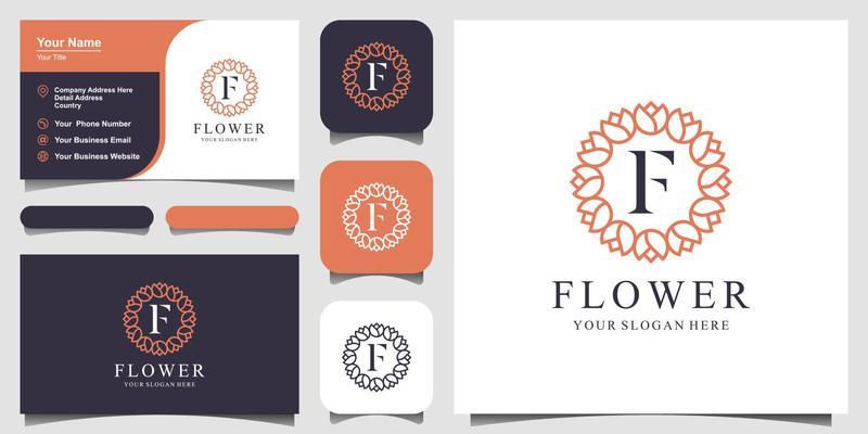 Minimalist elegant floral rose logo design for beauty, Cosmetics, yoga and spa. logo and business card design