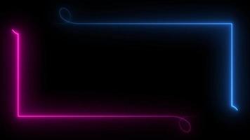 Square rectangle picture border with neon line. footage video effect seamless loop. 4K