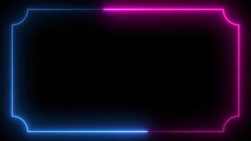 Square rectangle picture border with neon line. footage video effect seamless loop. 4K