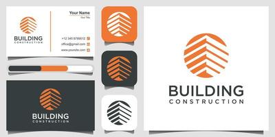 construction logo design template. building Abstract For Logo Design Inspiration. logo design, 3 favicons and business card Premium Vector. vector