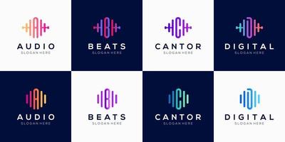 monogram creative Logo design template with Pulse element. vector