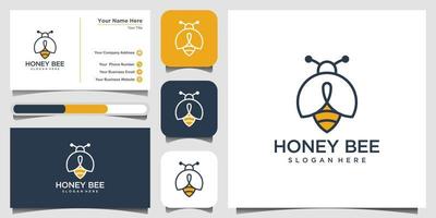 logotipo de símbolo de icono de vector creativo de miel de abeja. logotipo lineal de trabajo duro. diseño de logotipo, icono y tarjeta de visita