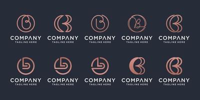 Set of creative letter B logo design template. icons for business of luxury, elegant, simple. vector