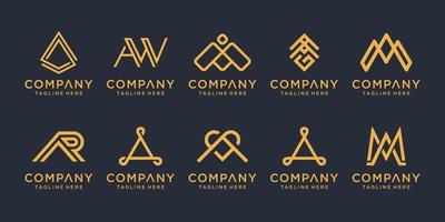 Set of monogram creative  logo design template. icons for business of luxury, elegant, simple. vector