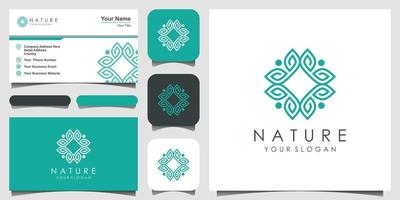 Minimalist elegant ornament logo design for beauty, Cosmetics, yoga and spa. logo design and business card vector