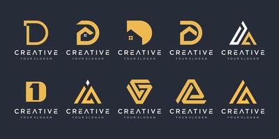 conjunto de inspiración creativa para el diseño del logotipo de la letra d del monograma. iconos para negocios de lujo, elegantes, simples. vector