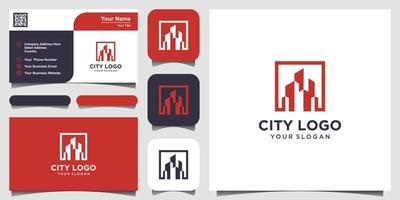 inspiración para el diseño del logotipo de la construcción de edificios. diseño de logotipo, icono y tarjeta de visita