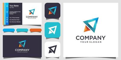 diseño de logotipo abstracto de cohete y tarjeta de visita vector