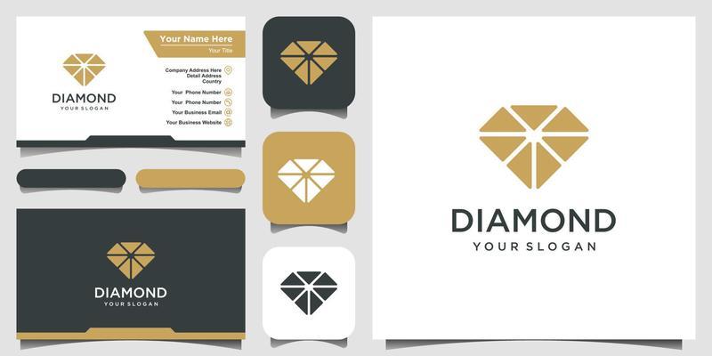 Diamond abstract logo design and business card.