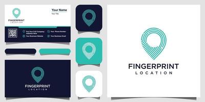 Pin icon with fingerprint pattern. business card design