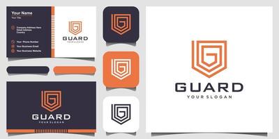 Creative Shield with letter G Concept Logo Design Templates. business card design