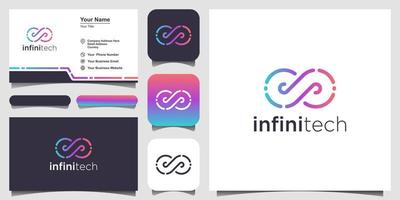 Infinity logo Vector template with line art style. and business card design