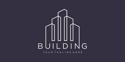 building logo design with line concept. city building abstract For Logo Design Inspiration. business card design vector