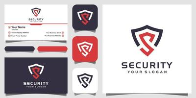 PrintCreative letter S Shield Concept Logo Design Templates and business card design vector