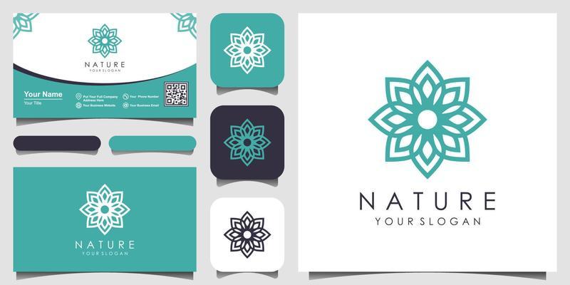 Creative elegant floral rose with leaf element logo design and business card. logo for beauty, Cosmetics, yoga and spa.