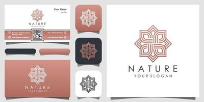 Creative elegant floral rose with leaf element logo design and business card. logo for beauty, Cosmetics, yoga and spa. vector