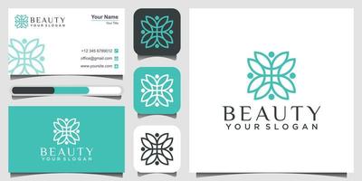 Clean and elegant abstract flowers inspiring beauty logo design, yoga and spa design logos.Print