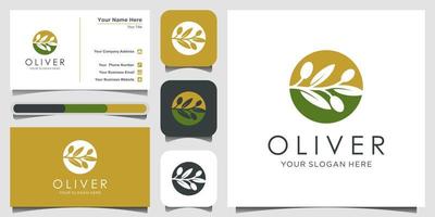 aceite de oliva con concepto de diseño de logotipo de espacio negativo. diseño de logotipo, icono y tarjeta de visita