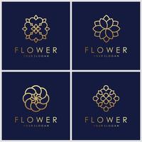 Minimalist golden elegant Flower logo design with line art concept. vector