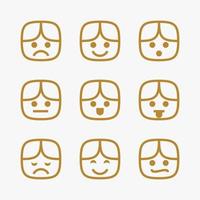 conjunto de emoticonos de línea delgada. vector