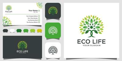 People Tree Vector Logo Design Inspiration. logo design and business card