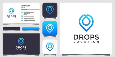 Water drop location pin line icon. linear style sign for mobile concept and web design. Map marker with water droplet outline vector icon. Symbol, logo illustration. logo design and business card