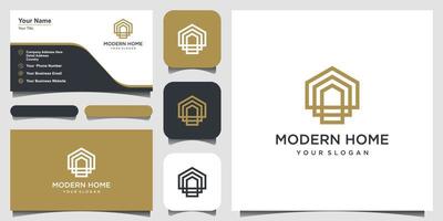 build house logo design with line art style. vector
