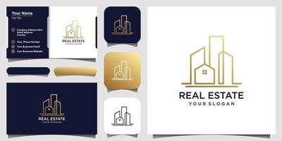 building logo design with line concept. city building abstract For Logo Design Inspiration. logo design and business card vector