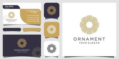 Abstract ornament circle shaped with line art vector symbols. business card design