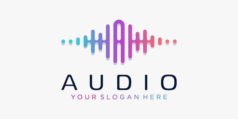 Letter A with pulse . music player element. logo template electronic music, equalizer, store, DJ music, nightclub, disco. audio wave logo concept, multimedia technology themed, abstract shape.