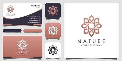 diseño de logotipo de rosa floral elegante y minimalista con estilo de arte lineal. logo para belleza, cosmética, yoga y spa. diseño de logotipo y tarjeta de visita vector