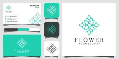 Minimalist elegant Flower logo design with line art style. vector illustration