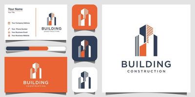 plantilla de diseño de logotipo de construcción. edificio abstracto para la inspiración del diseño del logotipo. diseño de logotipo, icono y tarjeta de visita vector