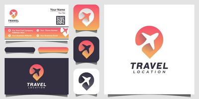 Air travel,Travel, Pin logo. Location on map logo concept. Plane icon. Plane vector. Airplane, Airplane icon. Airplane vector.