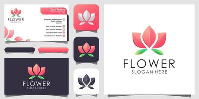 diseño vectorial del logotipo de la flor. centro de yoga, spa, logotipo de lujo del salón de belleza. diseño de logotipo, icono y tarjeta de visita vector