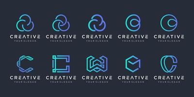 Set of creative monogram letter C logo design inspiration. icons for business of luxury, elegant, simple. vector