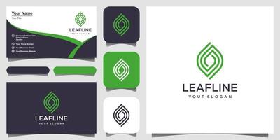 Abstract Leaf Logo design vector template linear style.  business card design