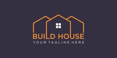 simple word mark build house logo design with line art style. home build abstract For Logo Design Inspiration. vector