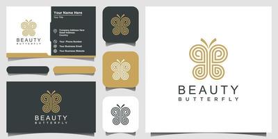 minimalist butterfly line art style. Beauty, luxury spa style. logo design, icon and business card. vector