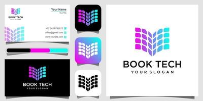 logotipo de libro digital, plantilla de logotipo de libro electrónico, vector de diseños de logotipo de aprendizaje en línea. vector premium de icono y tarjeta de visita.