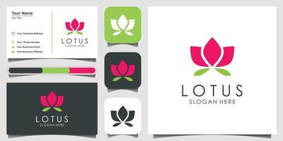 diseño vectorial del logotipo de la flor de loto. centro de yoga, spa, logotipo de lujo del salón de belleza. diseño de logotipo, icono y tarjeta de visita vector