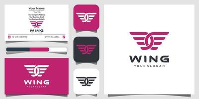 Wings Logo abstract design vector template. Linear Flying Airlines Logotype Wings Logo concept. logo design, icon and business card