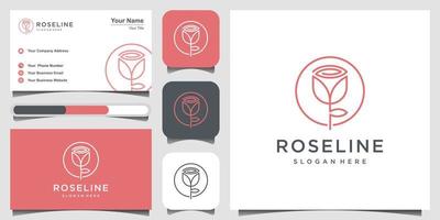 minimalista elegante flor rosa belleza, cosmética, yoga e inspiración para el diseño del logotipo de spa. diseño de logotipo, icono y tarjeta de visita vector