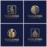 building logo design with line concept. city building abstract For Logo Design Inspiration. logo design and business card vector