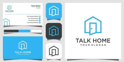inspiración para el diseño del logotipo de chat hablando en casa. vector